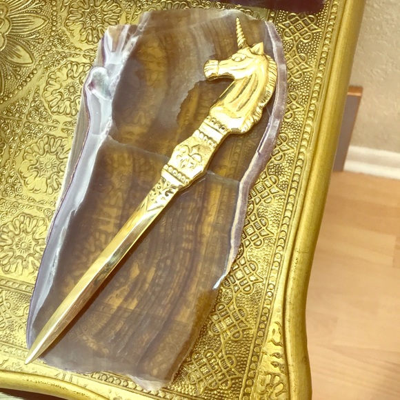 Solid Brass Art Deco Rare Unicorn Letter Opener - Picture 2 of 7